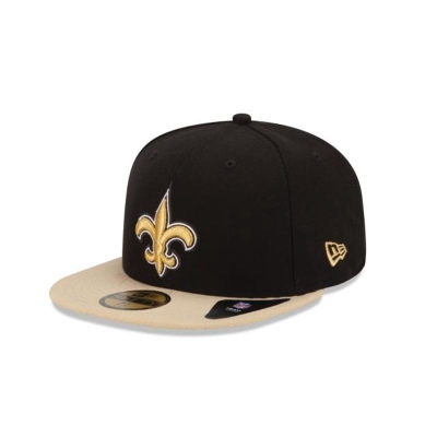 Black New Orleans Saints Hat - New Era NFL 59FIFTY Fitted Caps USA9350671